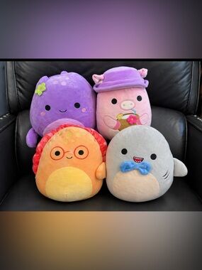 NWT Squishmallow Plush Bundle of 4 Cute Animal Stuffed Toys Pig Shark Whale